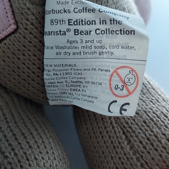 Starbucks Bearista Bear Knit Plush Winter 89th Edition Pink Heart Key 2010 - Picture 6 of 9
